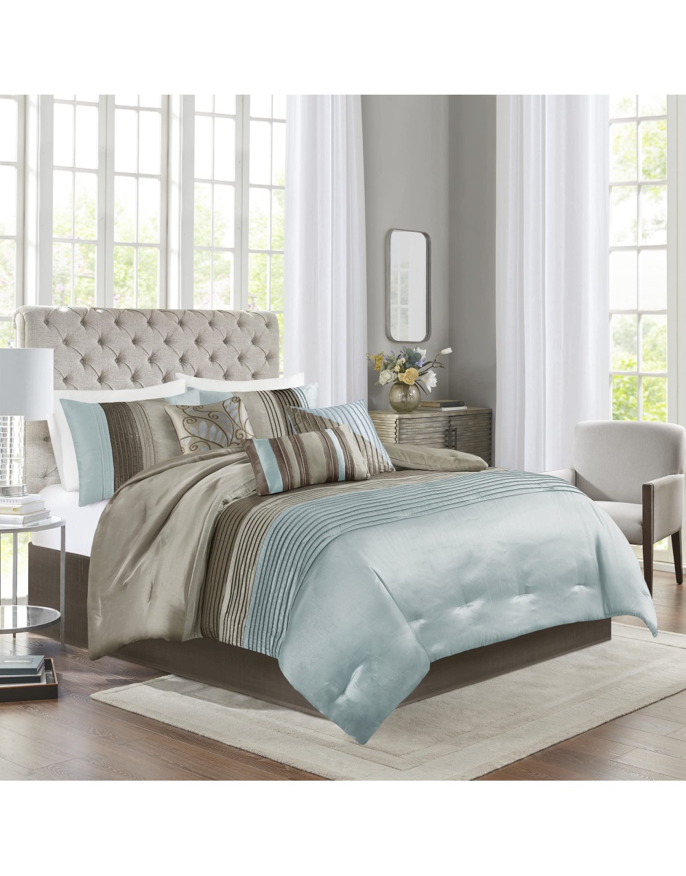 blue-faux-silk-comforter-set-casual-bedding-1