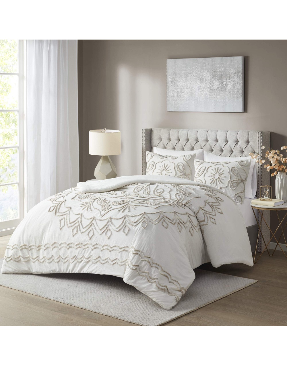 chenille-cotton-ivory-taupe-bedding-comforter-set-1