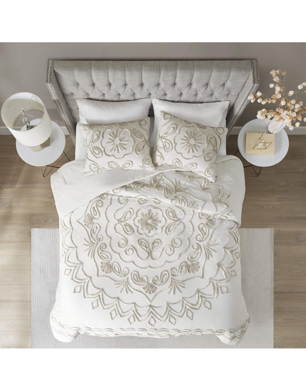 chenille-cotton-ivory-taupe-bedding-comforter-set-2