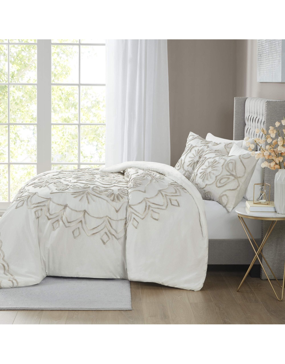 chenille-cotton-ivory-taupe-bedding-comforter-set-3