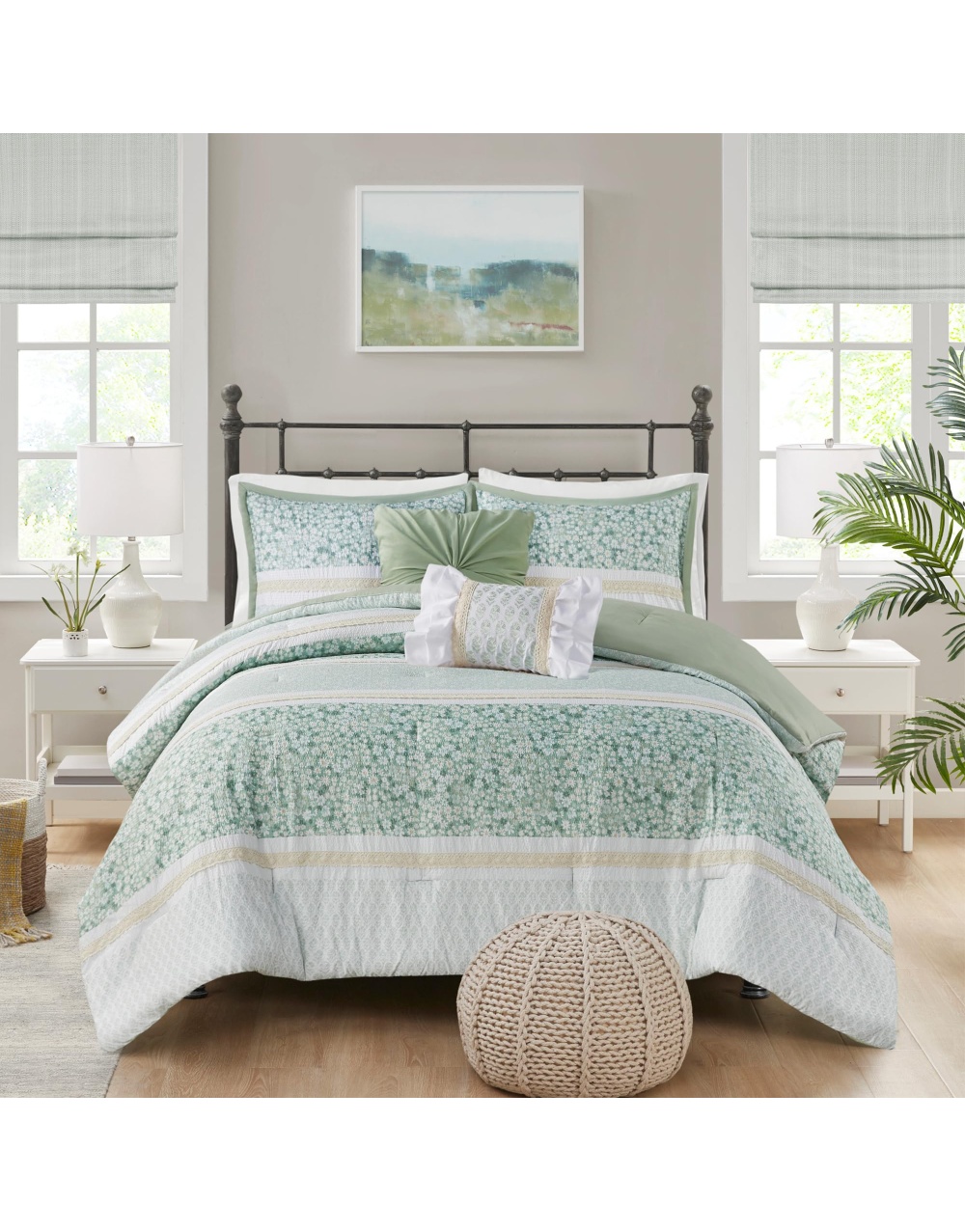 green-seersucker-floral-bedding-comforter-set-4