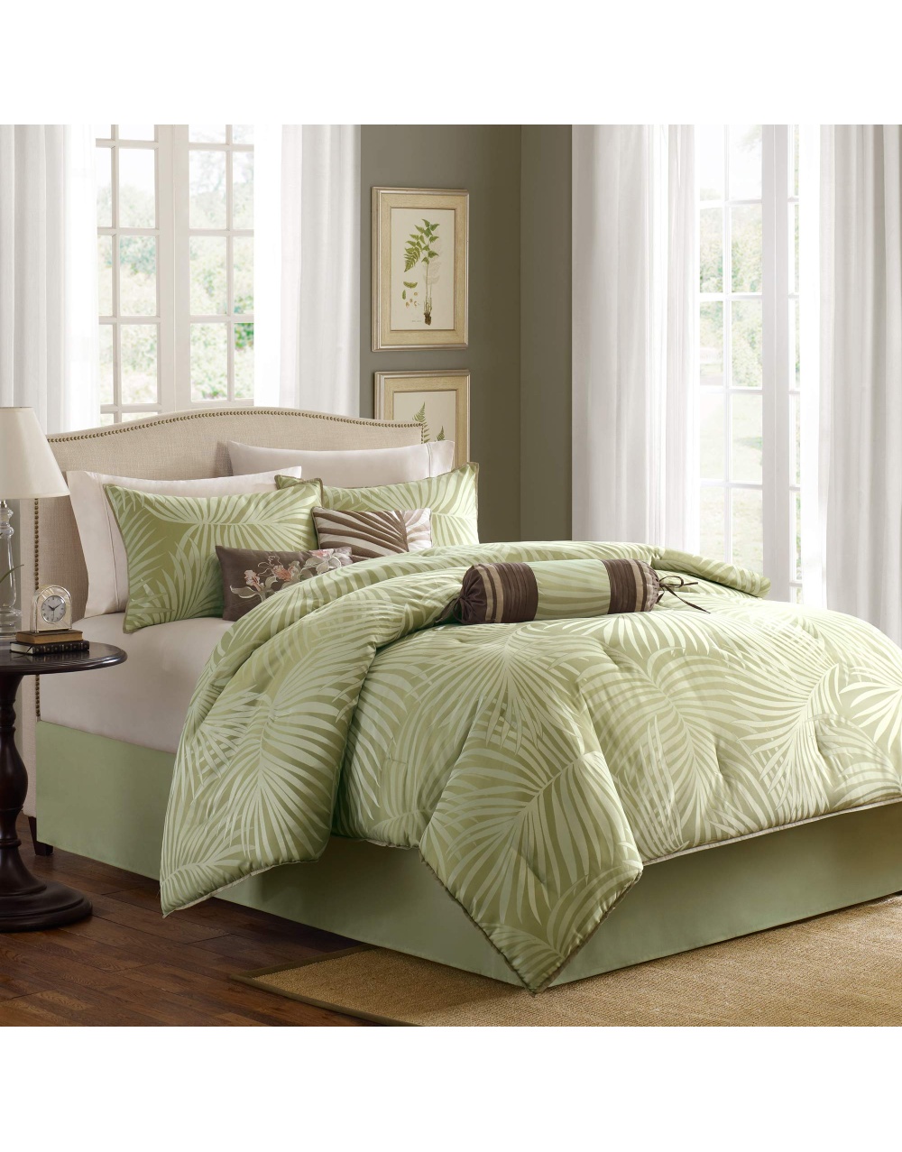 palm-leaf-olive-green-bedding-comforter-set-1