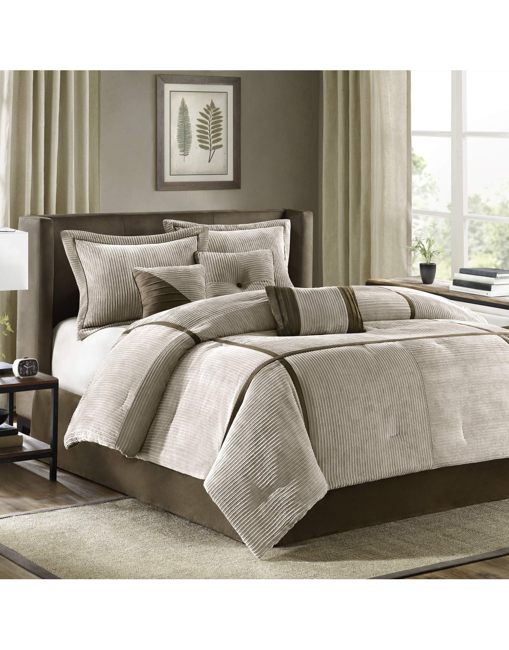 taupe-brown-bed-skirt-bedding-comforter-set-1