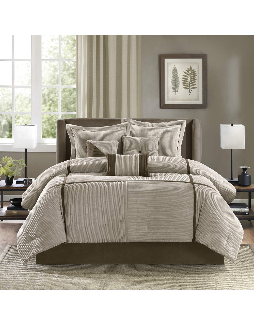 taupe-brown-bed-skirt-bedding-comforter-set-2