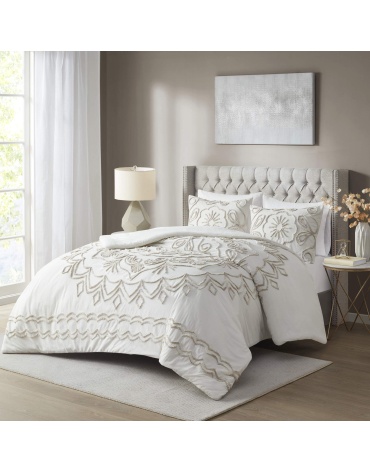 chenille-cotton-ivory-taupe-bedding-comforter-set-1