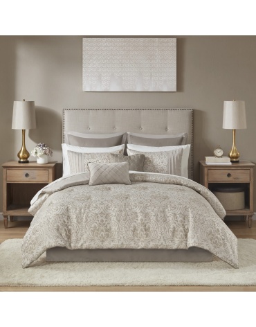 khaki-gold-metallic-jacquard-bedding-comforter-set-2